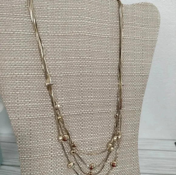 18" Gold Tone Multiple Strand Adjustable Fashion Necklace Circular Pendants - Picture 6 of 8